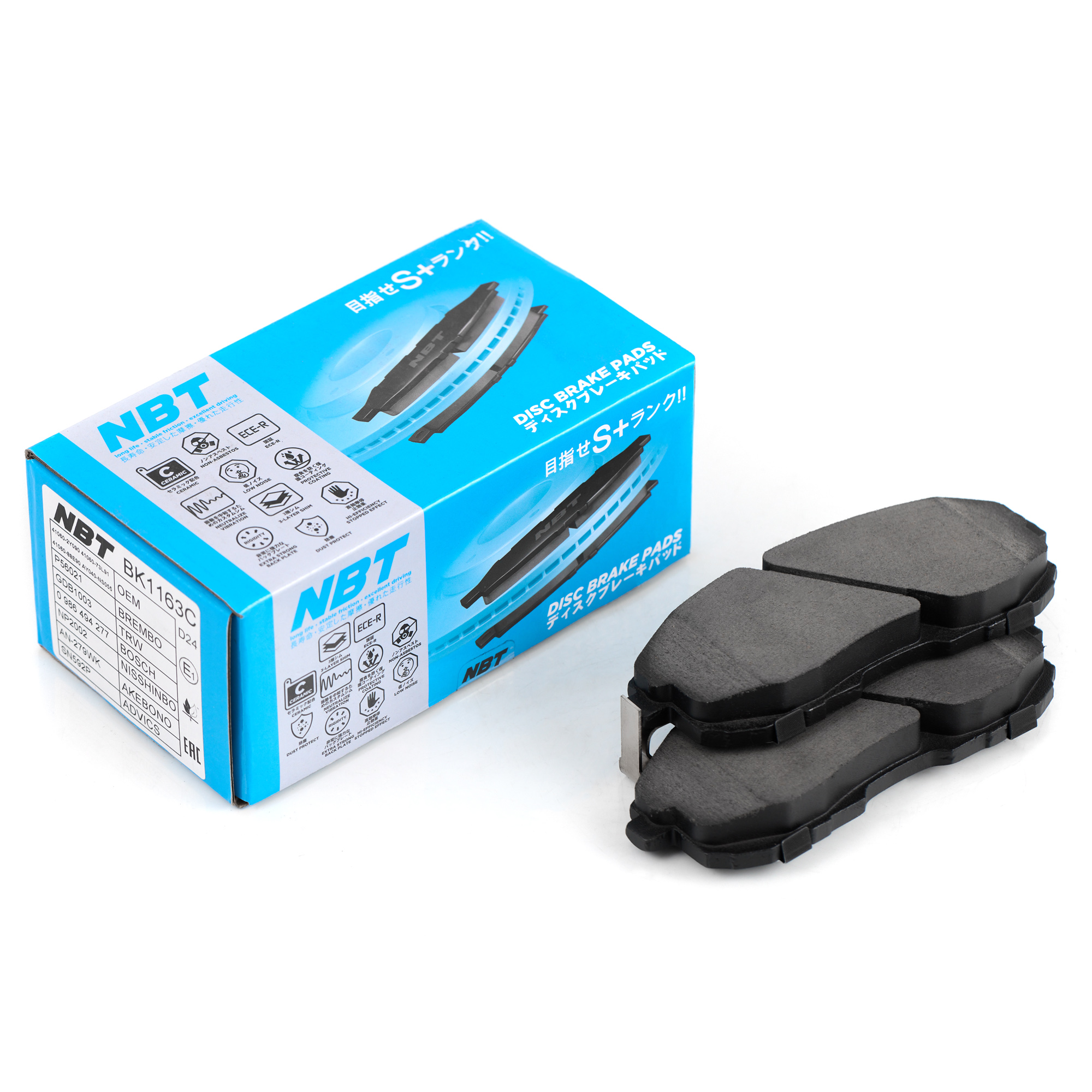Колодки тормозные дисковые NBT BK1163C / SN592P / AN-279WK / NP2002 / 0 986 494 277 / SP1107-F / 2156101 / GDB1003 / P56021 / AV756 / GP01110 / D1110MH / D1119MH