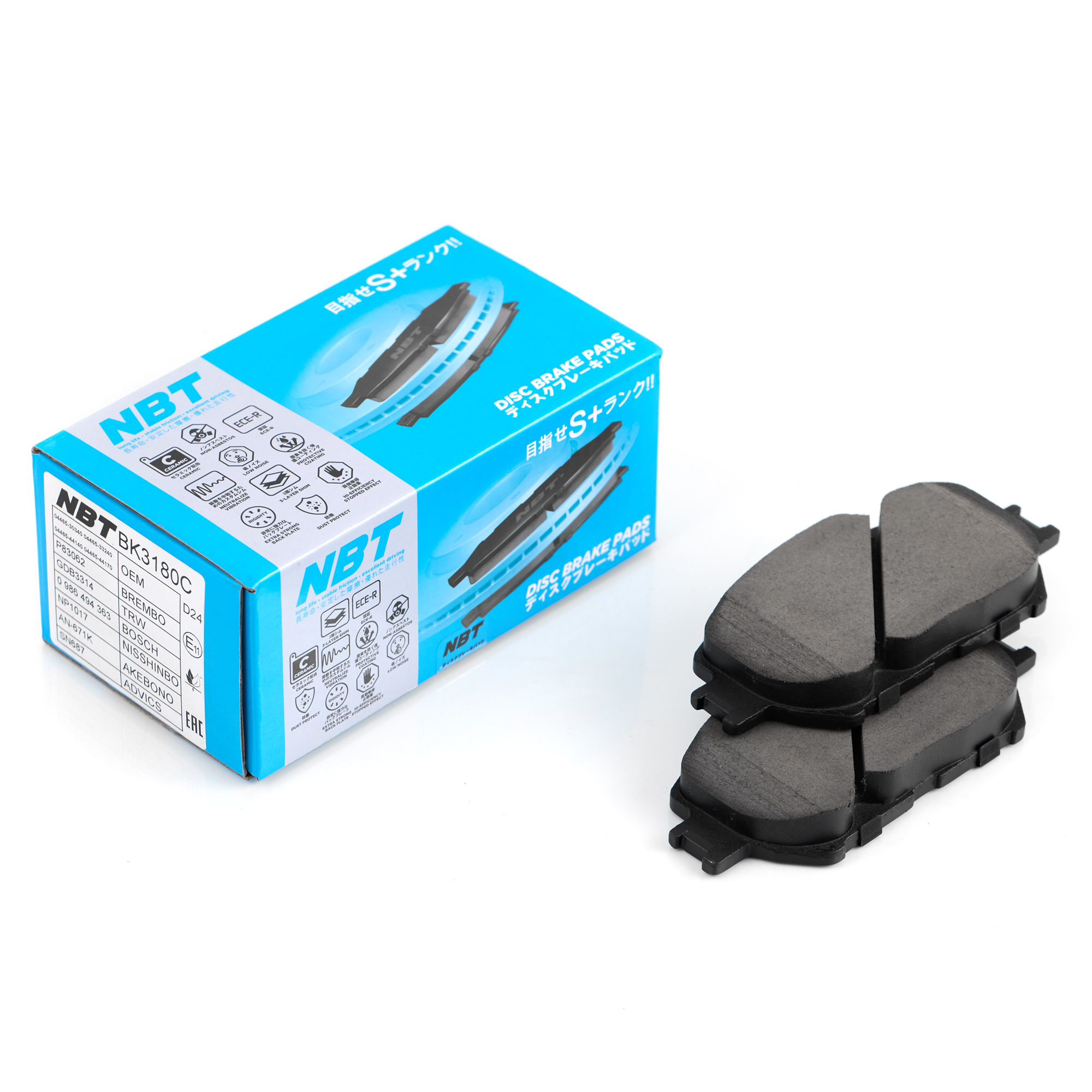 Колодки тормозные дисковые NBT BK3180C / SN687 / AN-671K / NP1017 / 0 986 494 363 / SP2037 / 2392801 / GDB3314 / P83062 / AV837 / GP02222 / D2222H