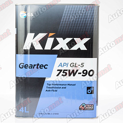 Трансмиссионное масло Kixx Geartec 75W-90 GL-5, 4л